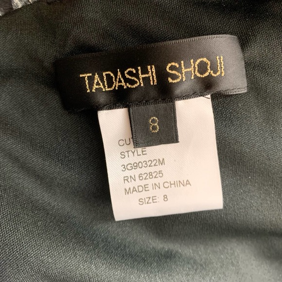 TADASHI SHOJI Draped Silk Sheath Dress Watercolor Black Gray White Scoop Neck 8 - Picture 9 of 10